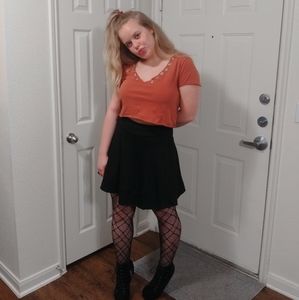 Cropped grunge burnt orange v-neck top